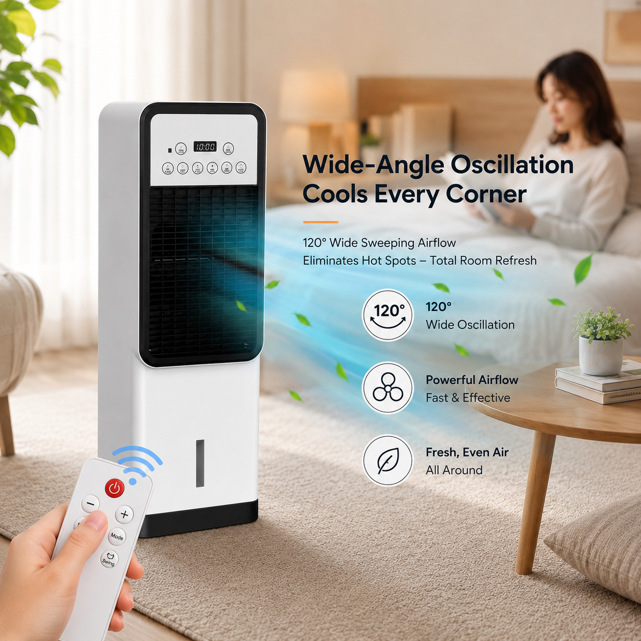 Portable Air Cooler with Fan & Heater – Remote Control Cooling Unit