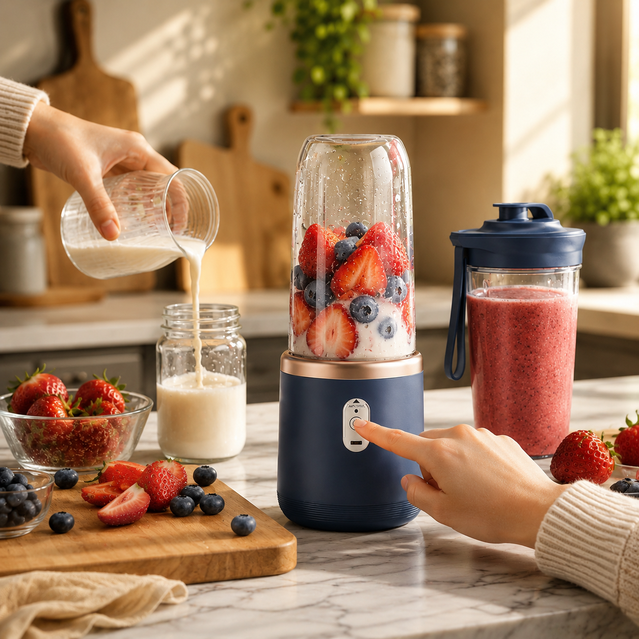 Portable USB Rechargeable Juicer Blender with 2 Cups
