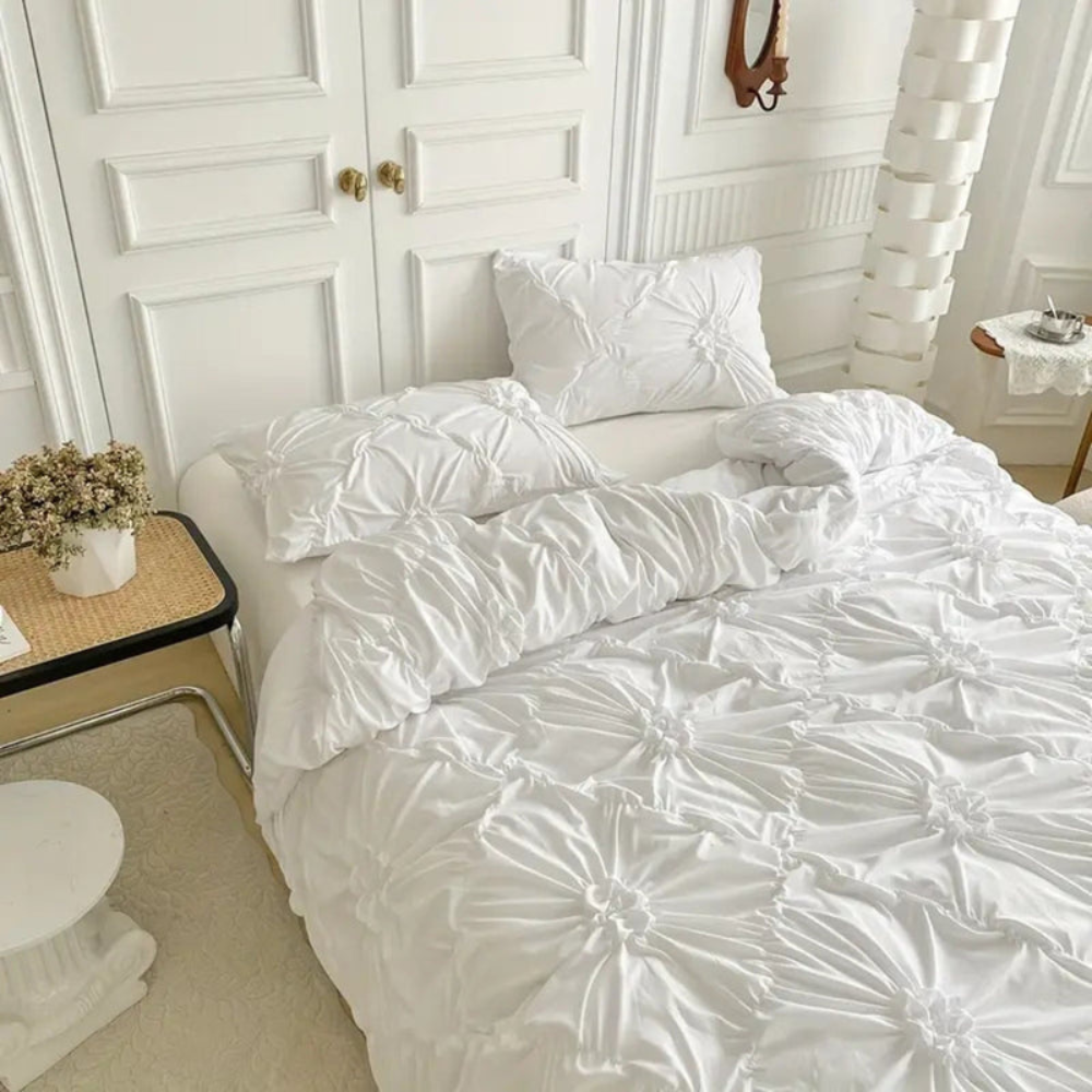 Bedroom Elegant Duvet Cover Set | Ruffle Flower Design - Image 5