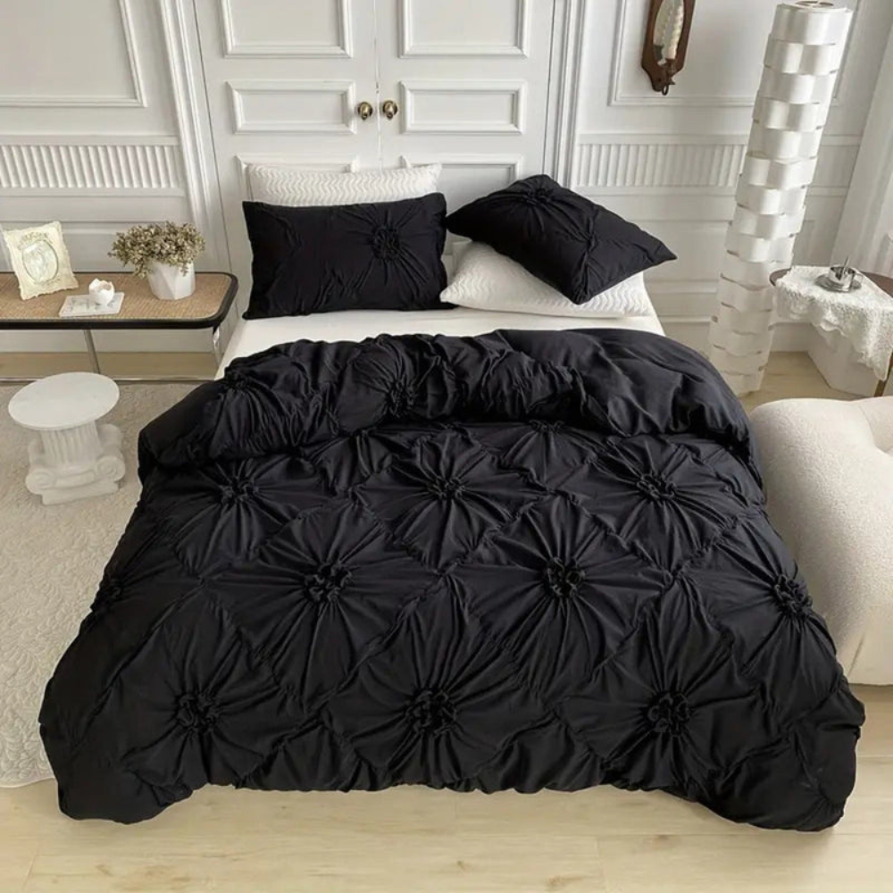 Bedroom Elegant Duvet Cover Set | Ruffle Flower Design - Image 6