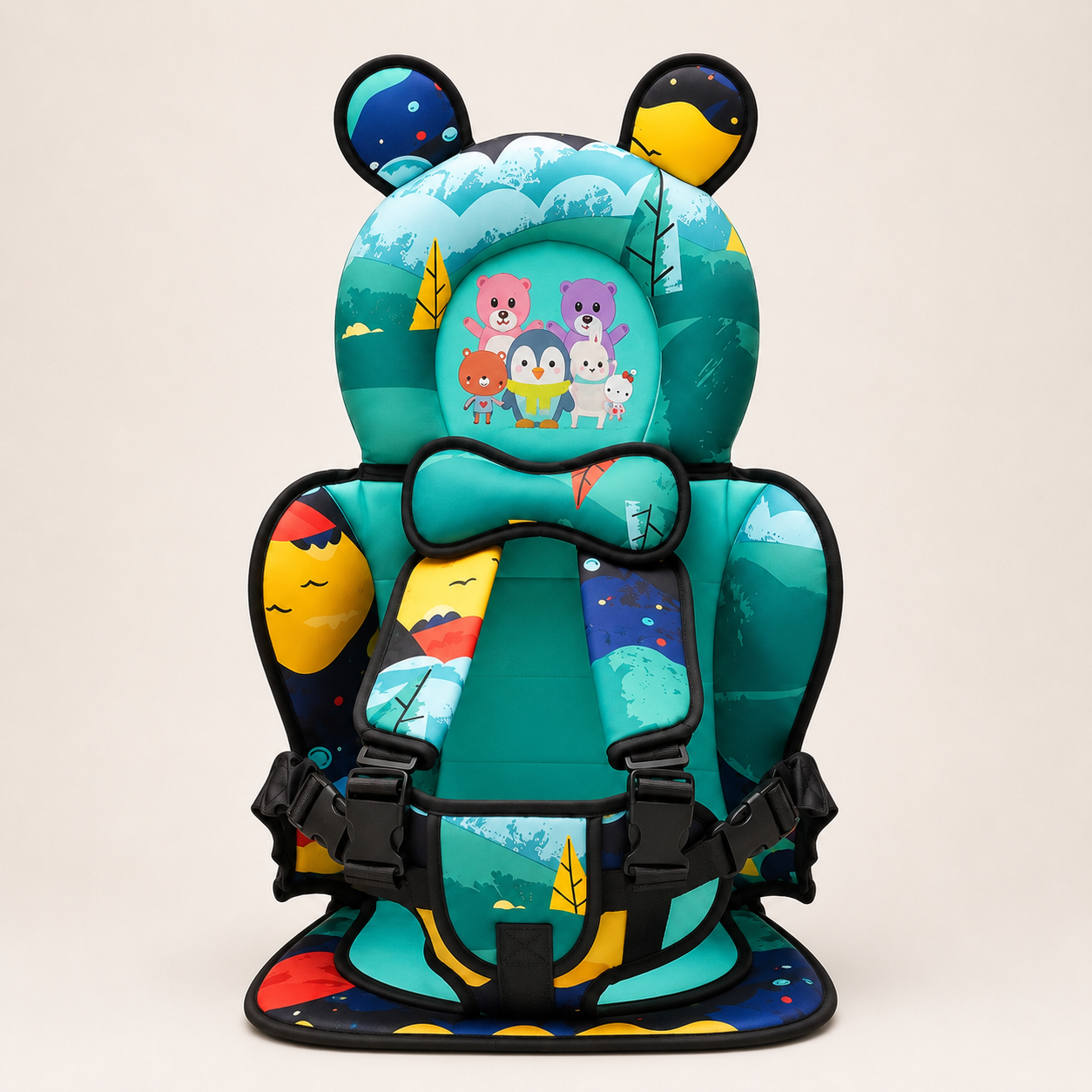 Children Car Seat Head Support Pillow with Bear Design - Image 4