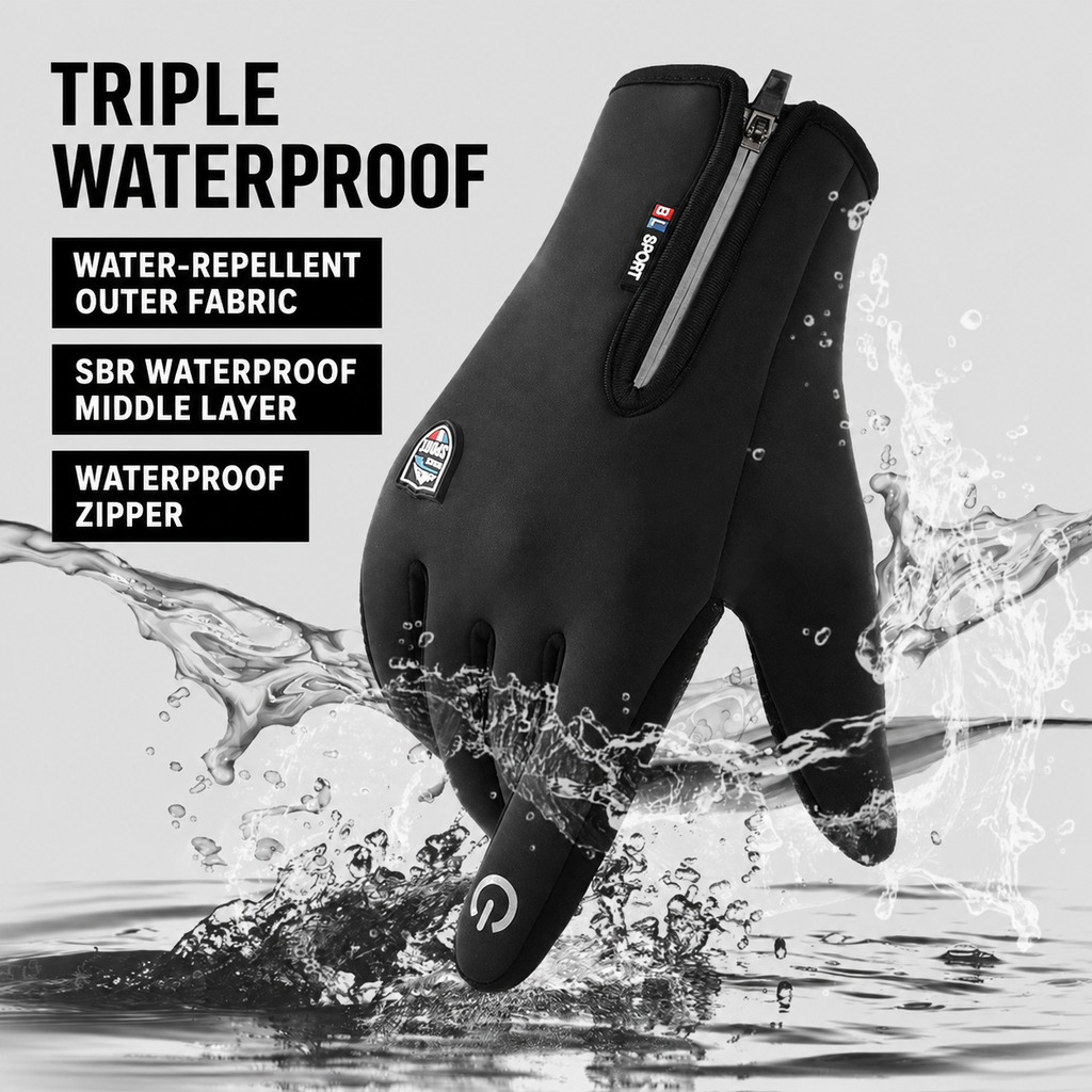 Waterproof Touchscreen Winter Gloves Thermal Zipper Windproof Cycling - Image 5