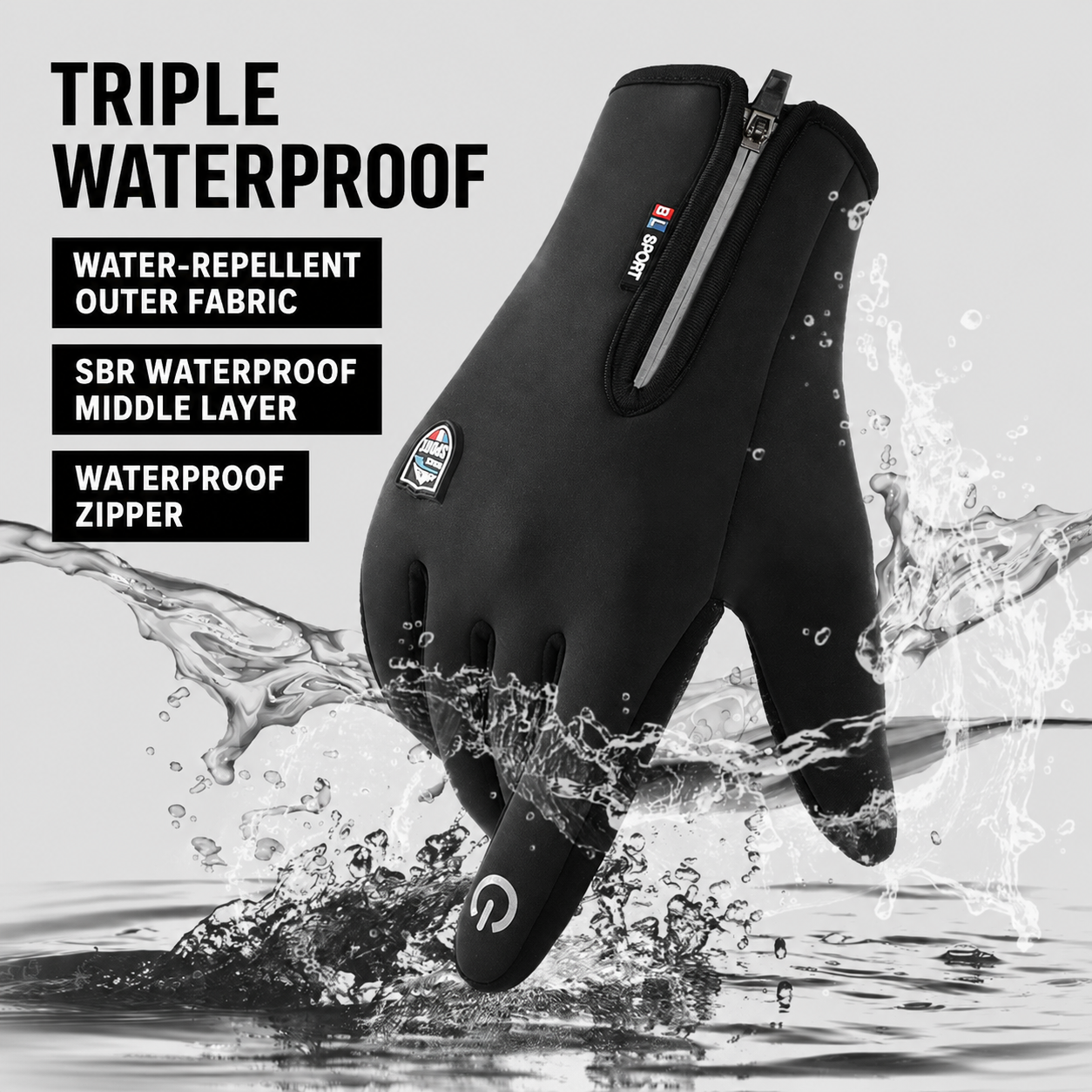 Waterproof Touchscreen Winter Gloves Thermal Zipper Windproof Cycling - Image 5