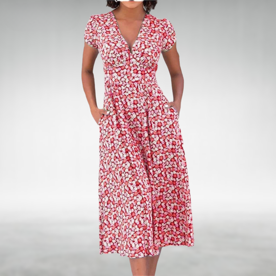 Trendy Versatile Floral Flattering Fit Summer Dress for Women