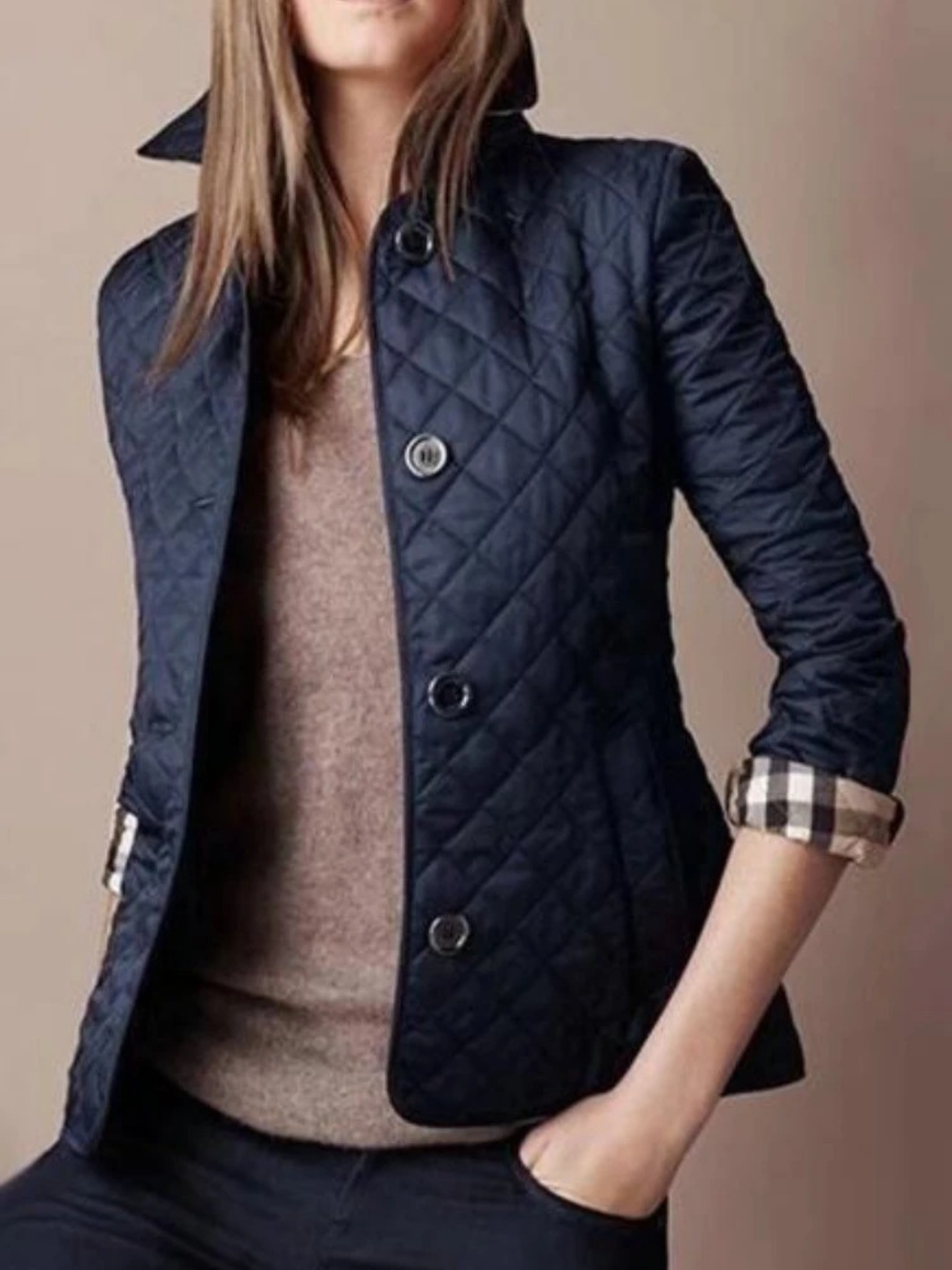 Women’s Winter Turned-Down Collar Quilted Jacket for Cold Season