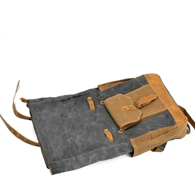 Men's Military Roll-Top Canvas Travel Hiking Laptop Backpack - Image 7