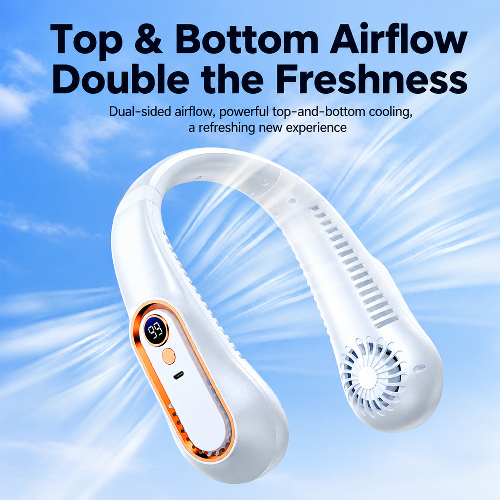 Portable Neck Fan Bladeless Wearable Hands-Free Cooling 5-Speed LED Display