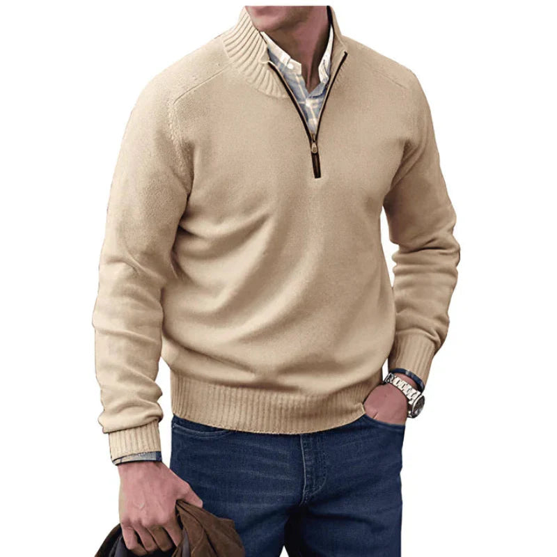 Men's Classic Long Sleeves Quarter Zipper Up Sweater