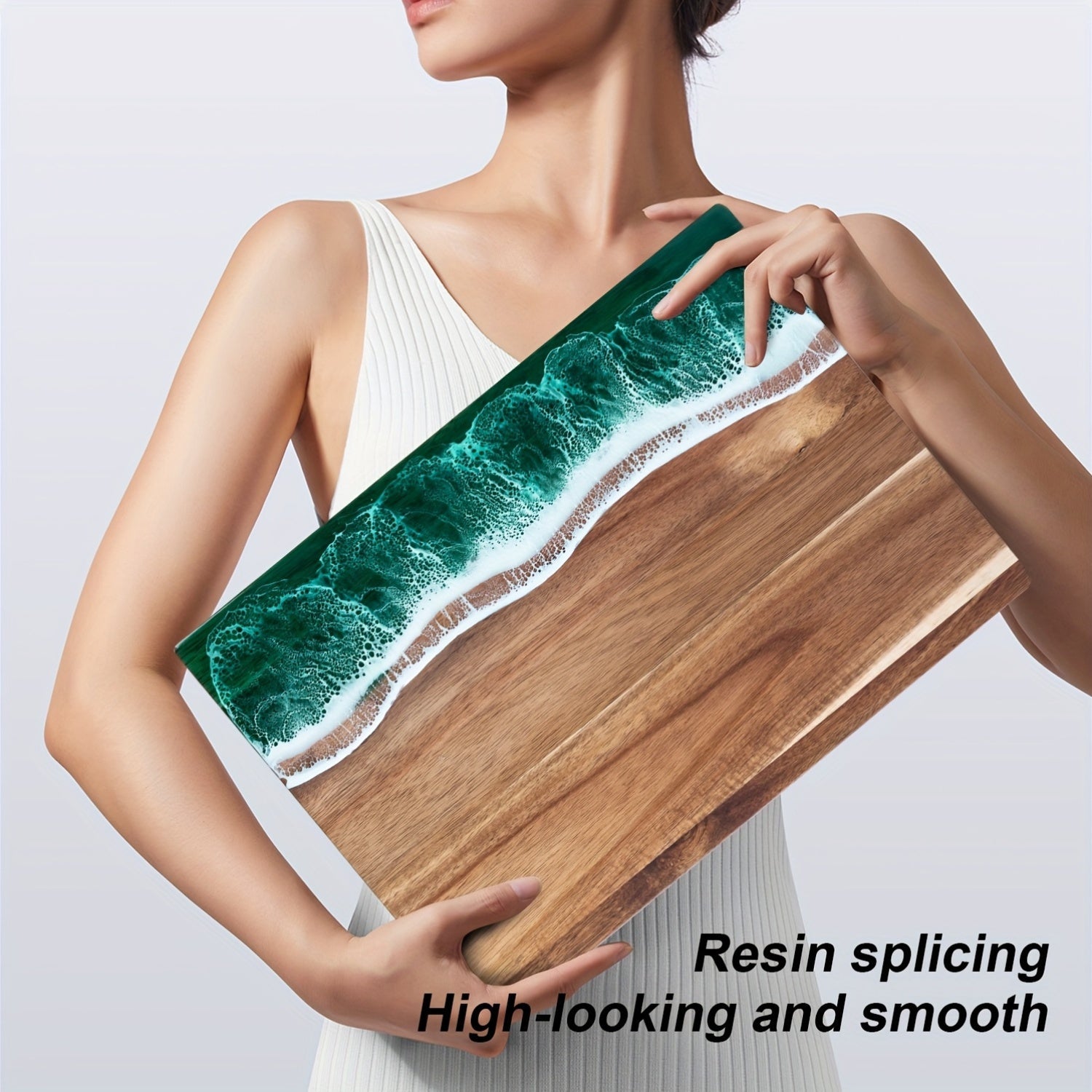 Charcuterie Board Ocean Resin Acacia Wood Cheese Serving Tray - Image 4