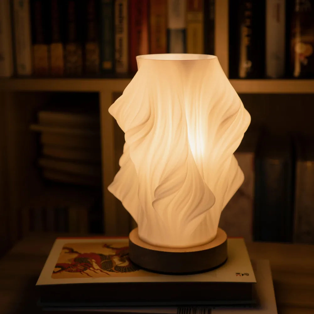Modern Table Lamp Dimmable USB Wave Shaped Bedside Decor - Image 8