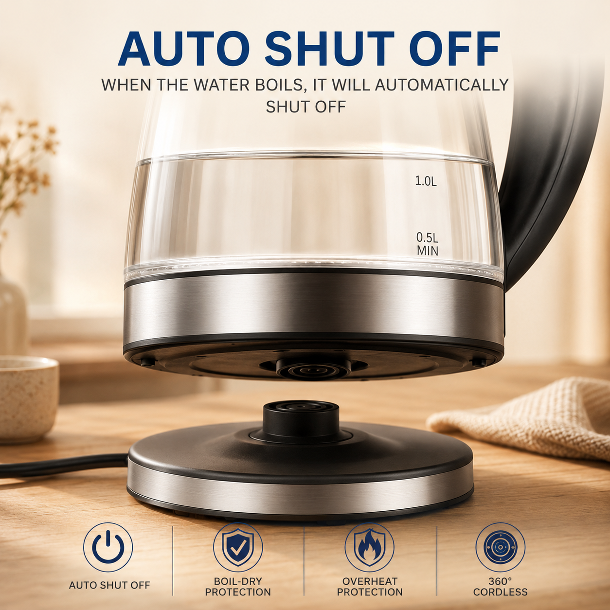 1.8L Electric Glass Kettle with LED Illumination