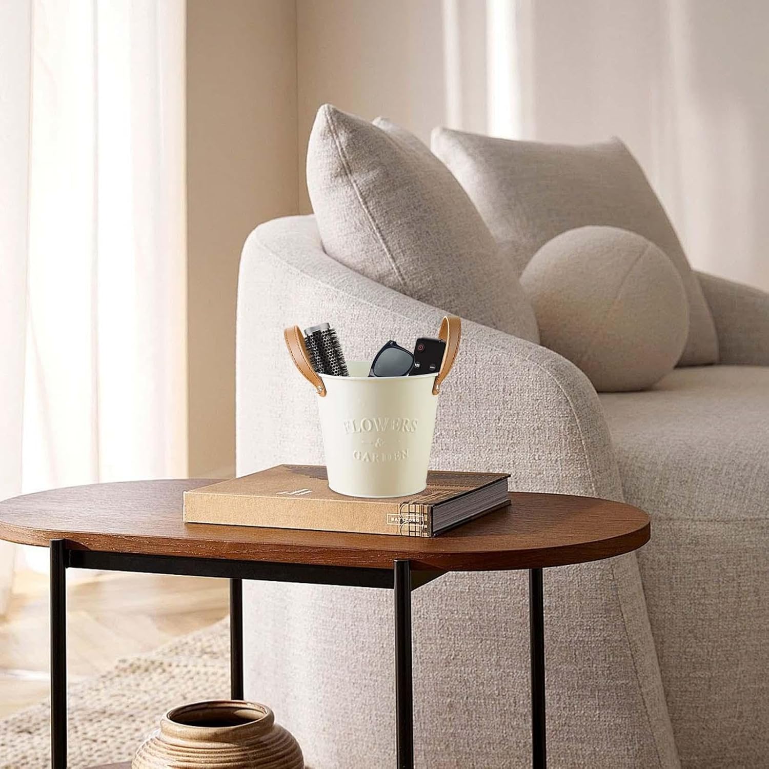 Decorative Plant Pots Leather Handles Indoor Outdoor Basket Planters - Image 4