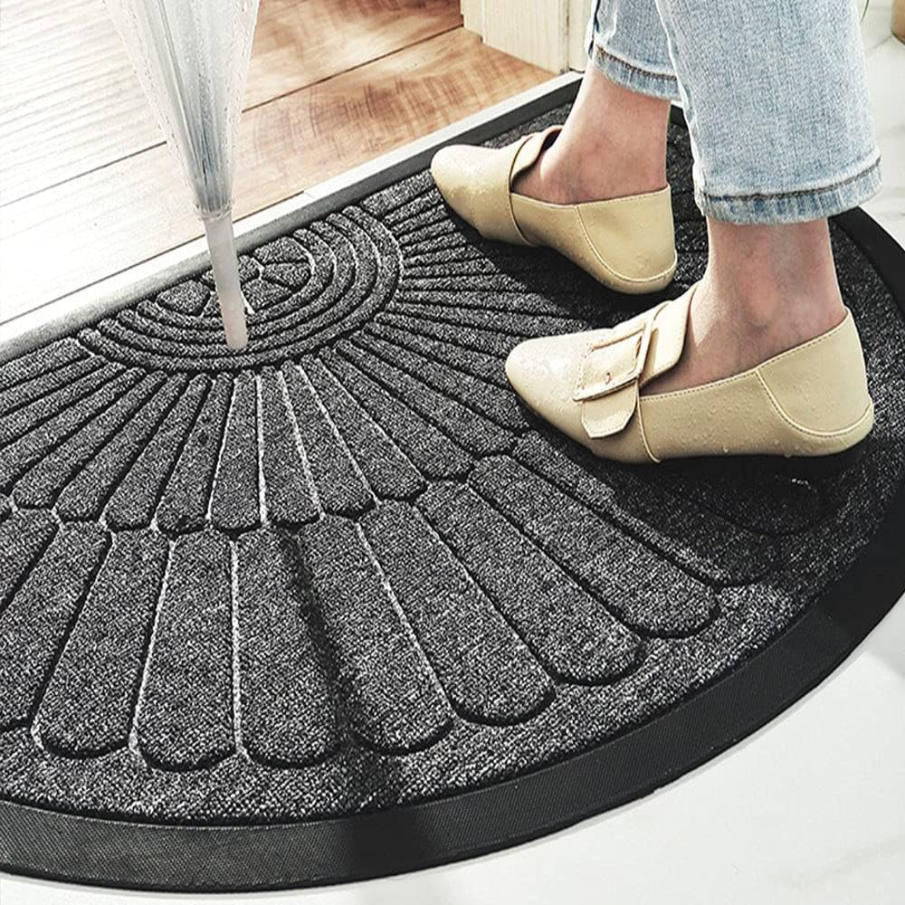 Non Slip Door Mat Semi Circular Rubber Backed Entryway Mat - Image 4