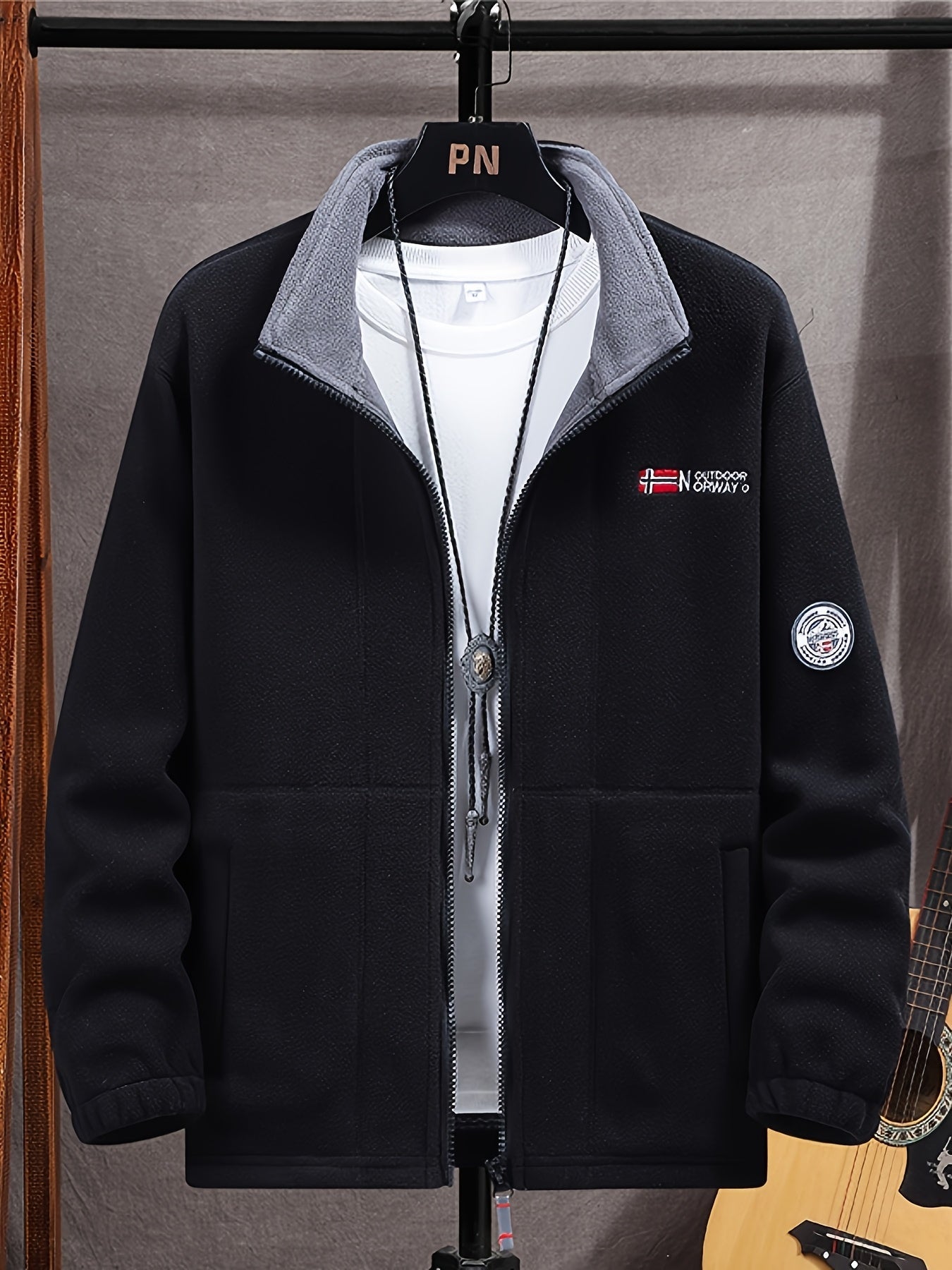 Men's Fashion Warm Outdoor Fleece Jacket with Protective Collar