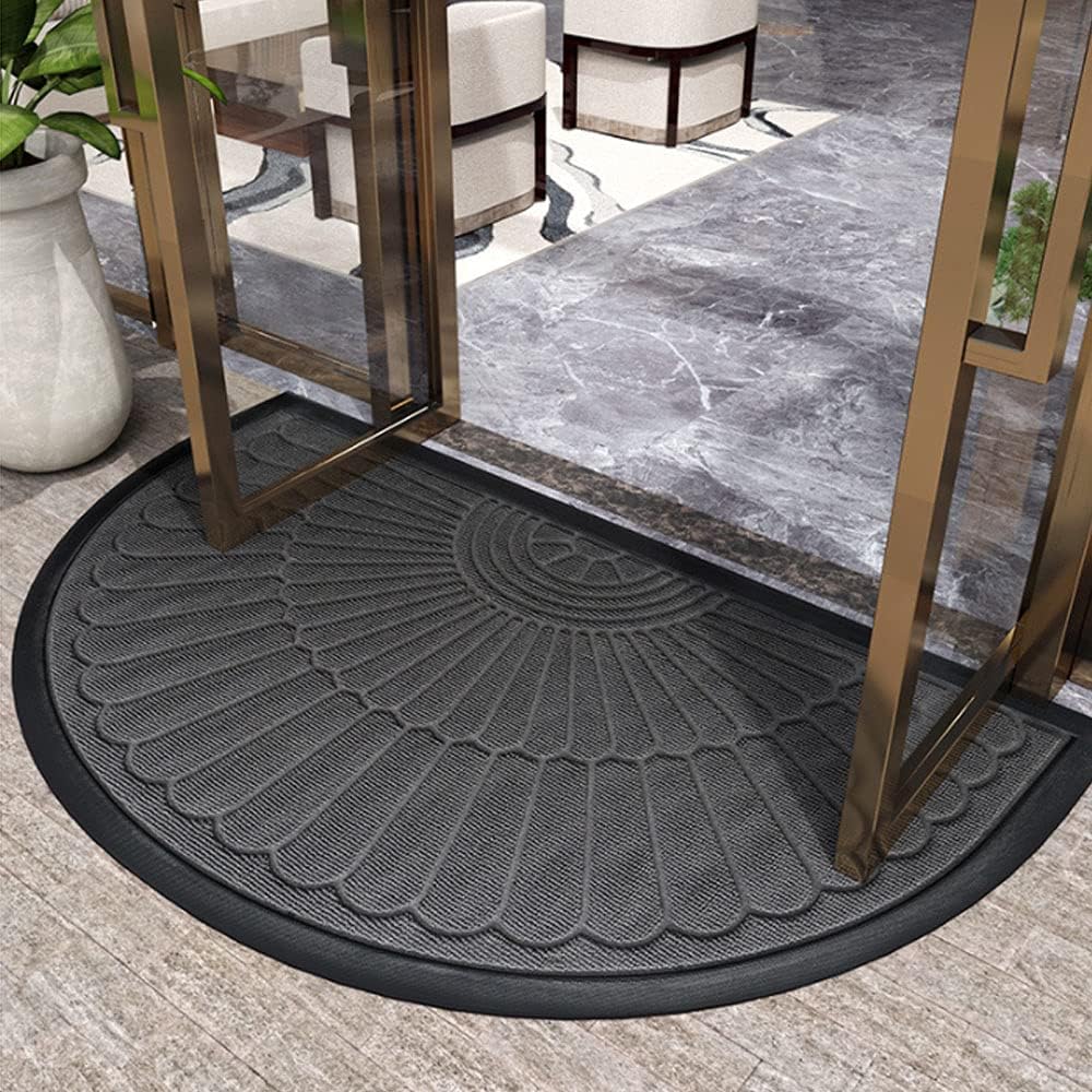 Non Slip Door Mat Semi Circular Rubber Backed Entryway Mat - Image 2