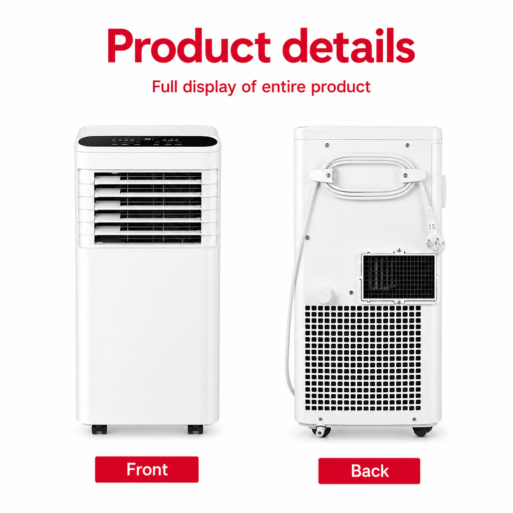 Portable Air Conditioner 7000BTU with Compressor Cooling & 24H Timer