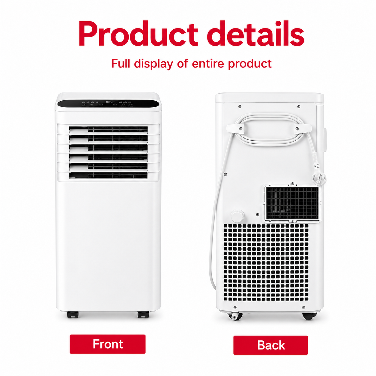 Portable Air Conditioner 7000BTU with Compressor Cooling & 24H Timer