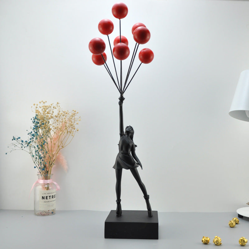Minimalist Girl with Balloon Home Decor Statue