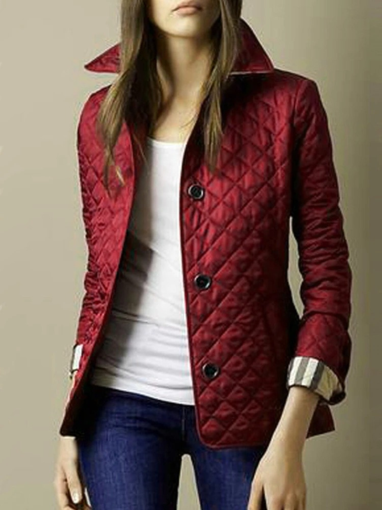 Women’s Winter Turned-Down Collar Quilted Jacket for Cold Season