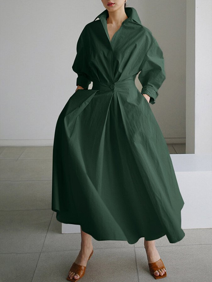 Women's Long Striking Flowing Shirt Dress