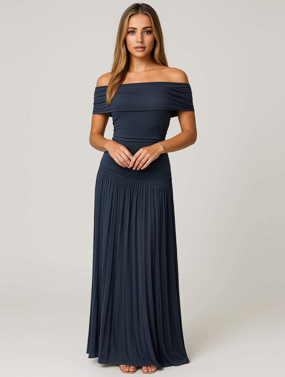 Women’s Evening Pleated Wedding Guest Dresses Maxi