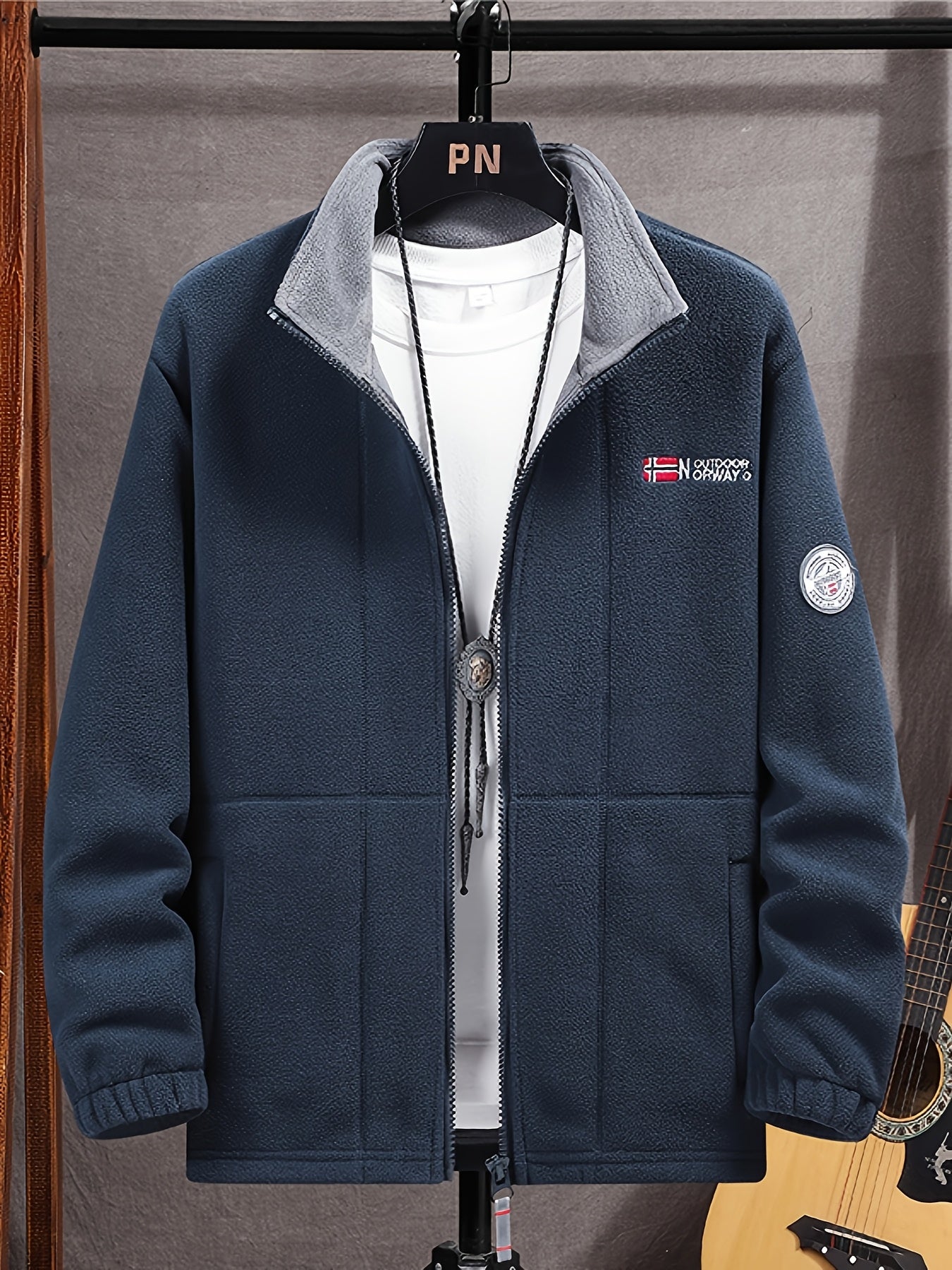 Men's Fashion Warm Outdoor Fleece Jacket with Protective Collar