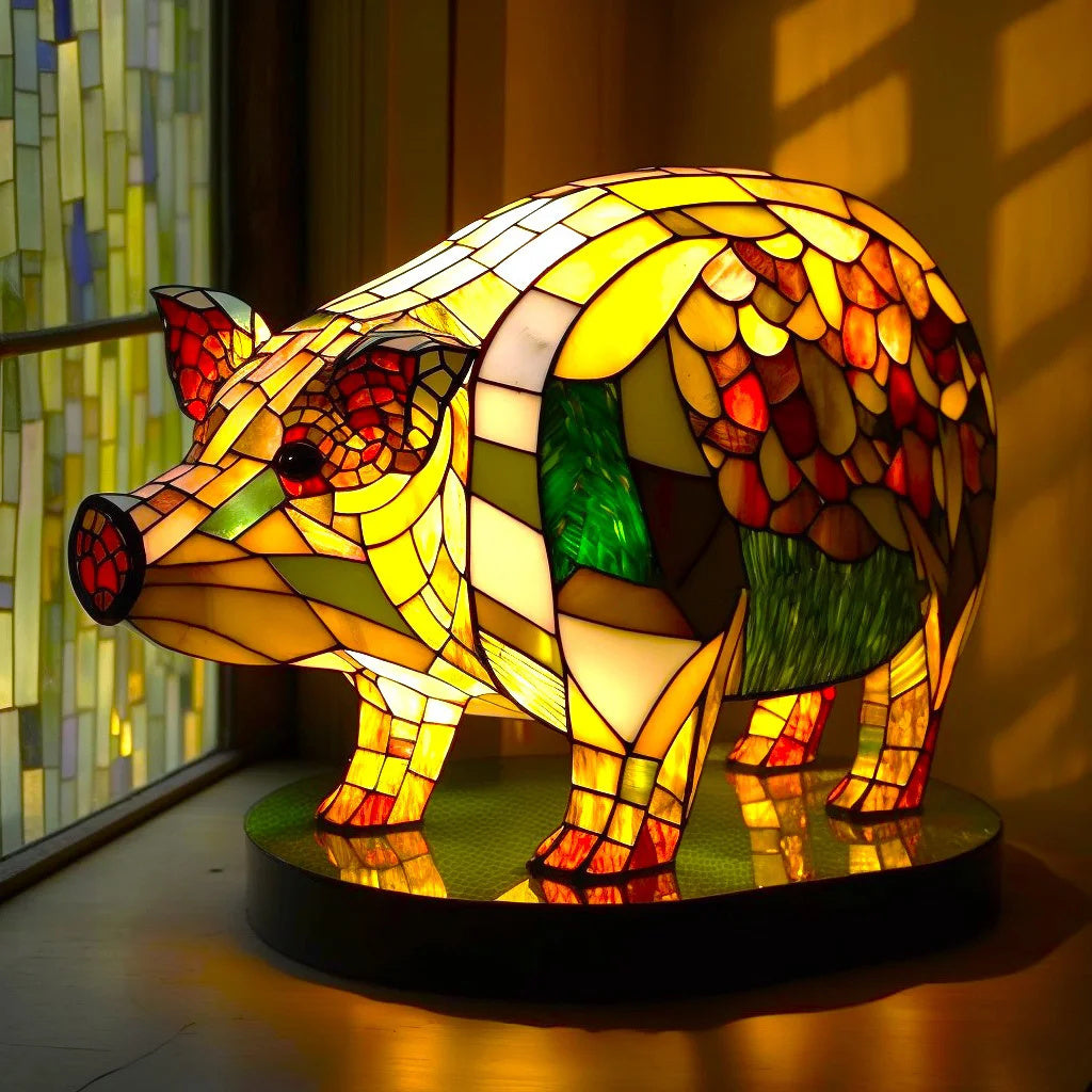 Decorative Classic Stained Glass Animal Table Lamp