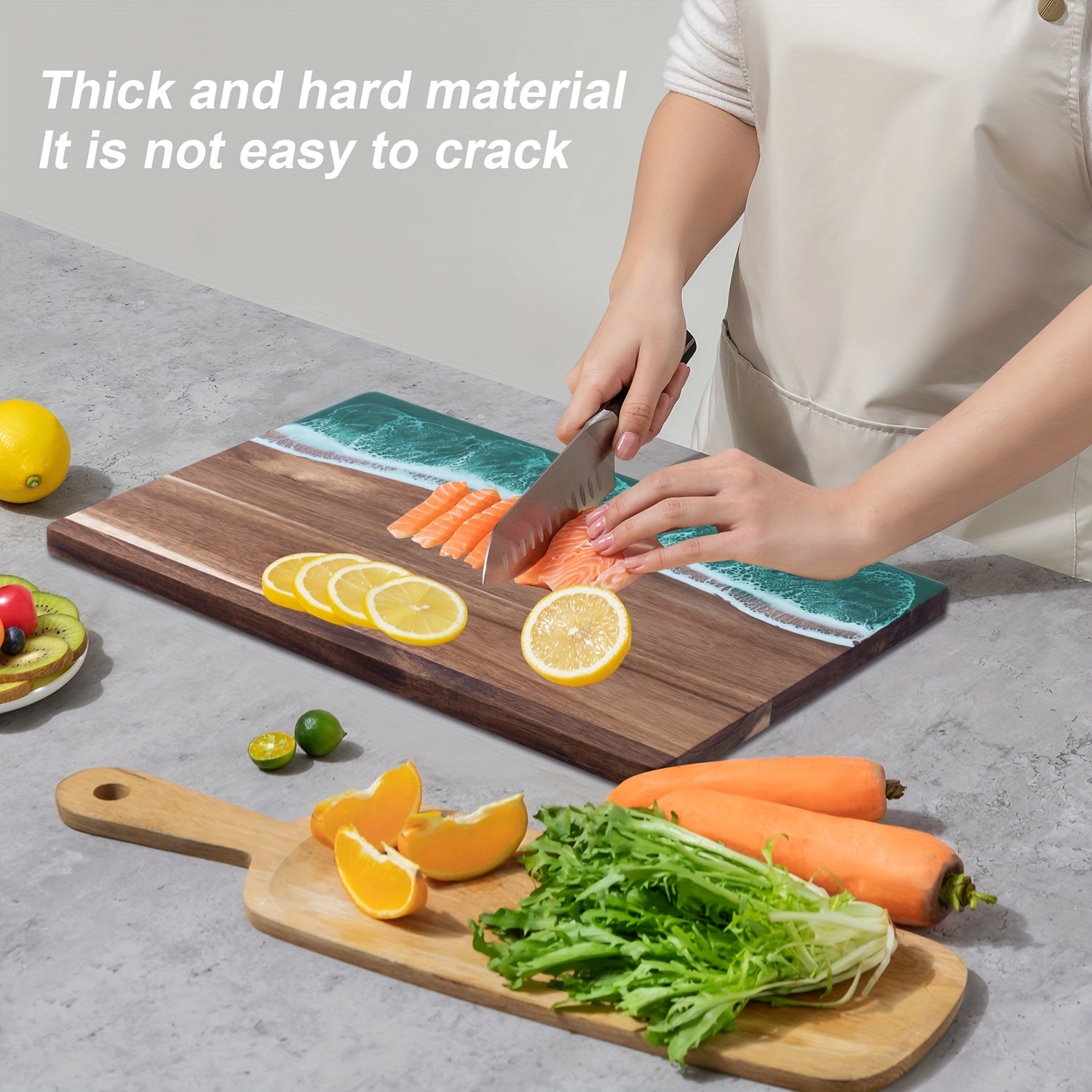 Charcuterie Board Ocean Resin Acacia Wood Cheese Serving Tray - Image 3