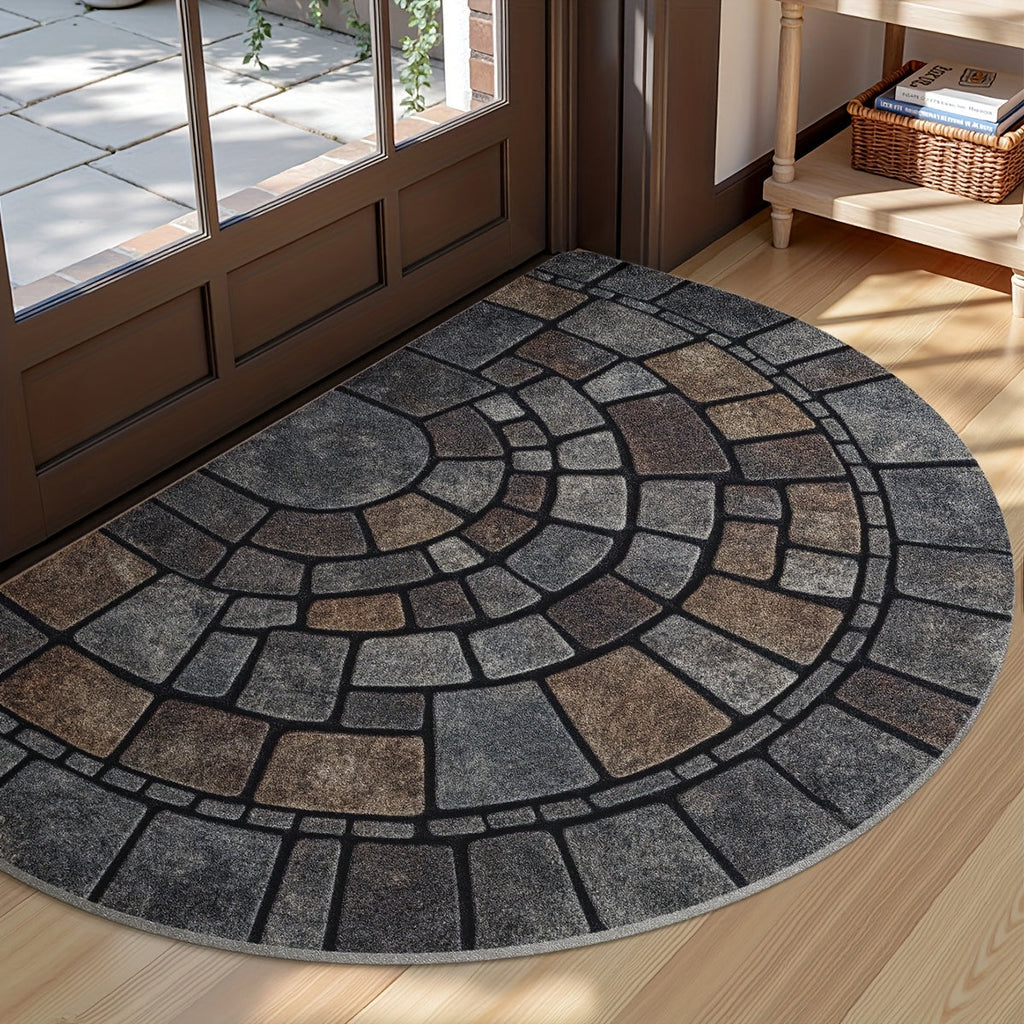 Half-Circle Mosaic Door Mat | Indoor & Outdoor Use - Image 2