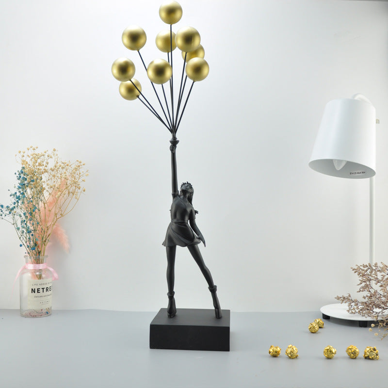 Minimalist Girl with Balloon Home Decor Statue