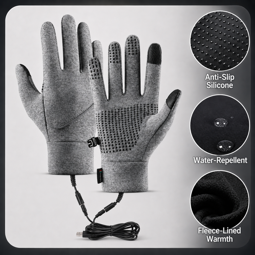 Heated Winter Gloves USB Rechargeable Touchscreen Cycling Windproof - Image 6