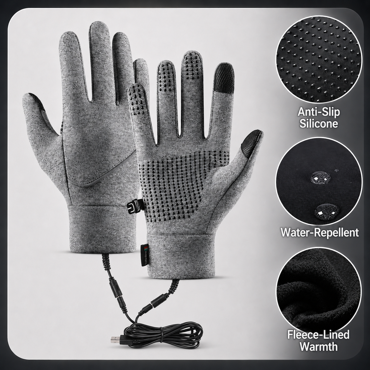 Heated Winter Gloves USB Rechargeable Touchscreen Cycling Windproof - Image 6