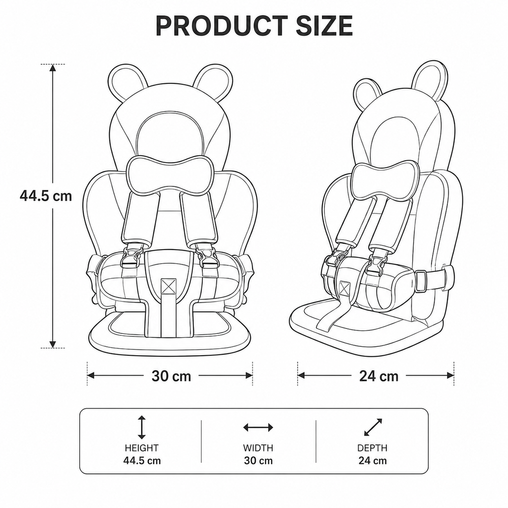 Children Car Seat Head Support Pillow with Bear Design - Image 12