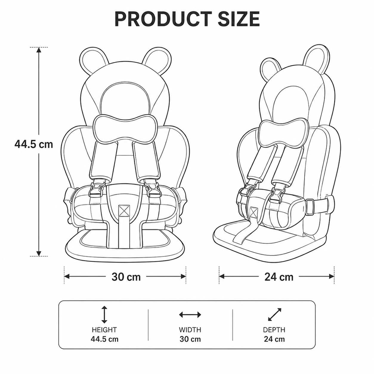 Children Car Seat Head Support Pillow with Bear Design - Image 12