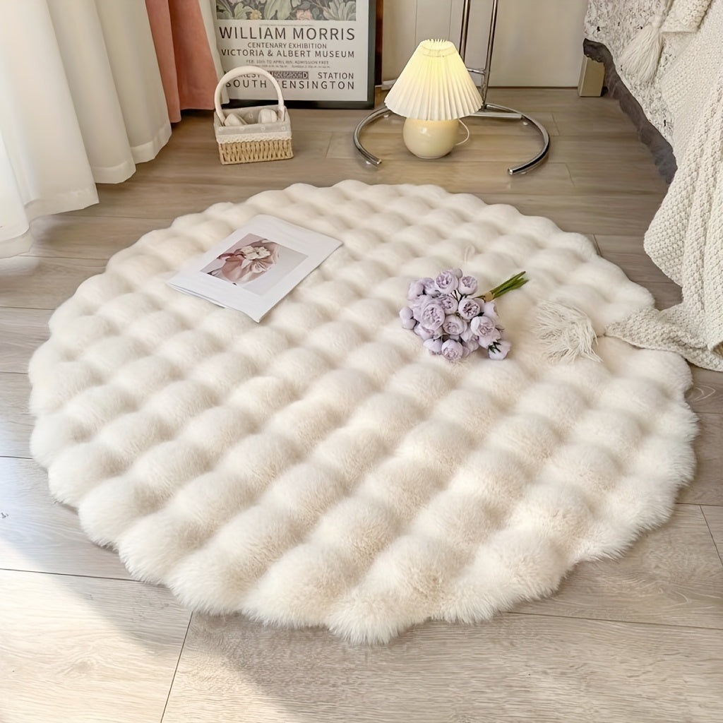 Round Fluffy Rug Plush Shaggy Circle Bedroom Carpet