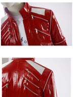 Mens 3 Piece Faux Leather 80s Pop Star Costume - Image 7