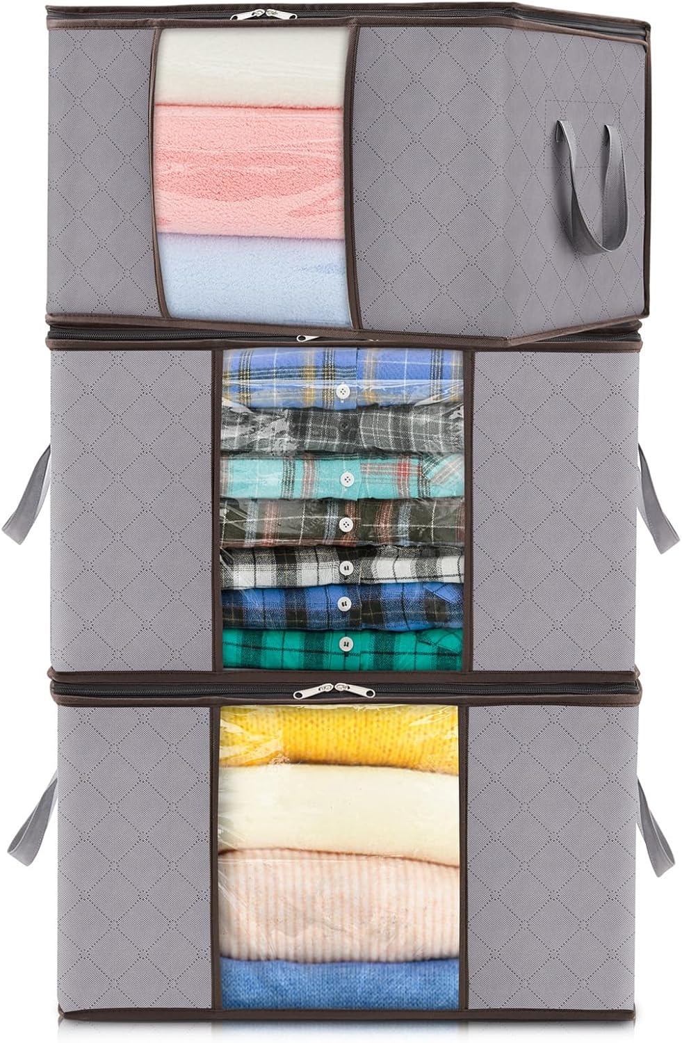 Foldable Storage Boxes with Handles and Front Window - Image 2