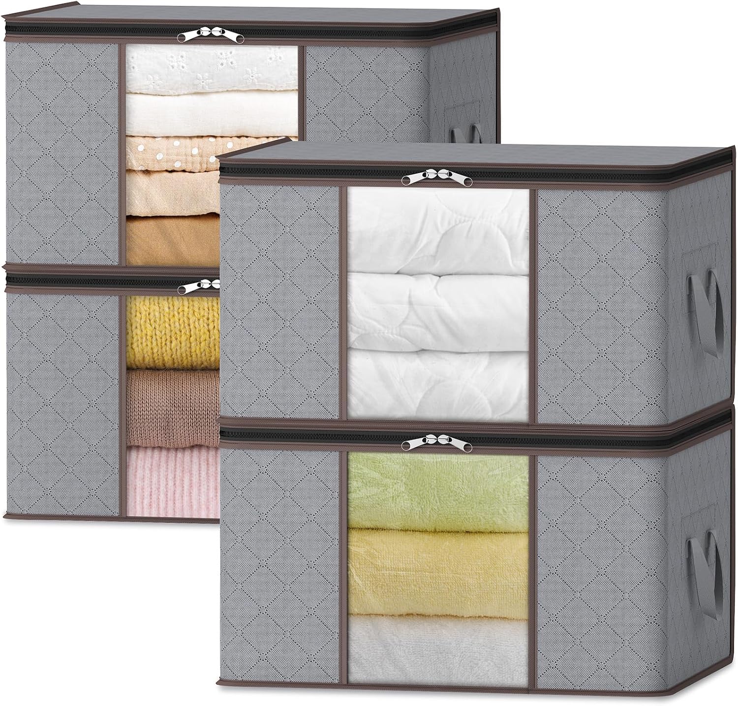 Foldable Storage Boxes with Handles and Front Window - Image 3