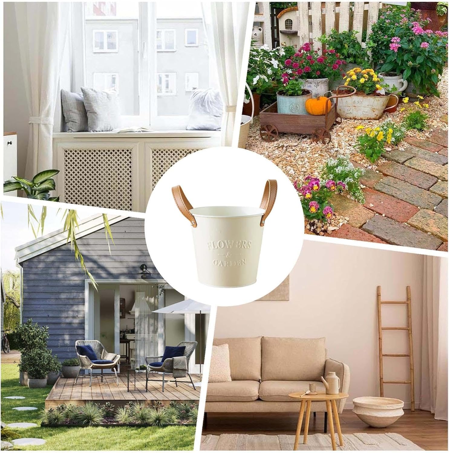 Decorative Plant Pots Leather Handles Indoor Outdoor Basket Planters - Image 6