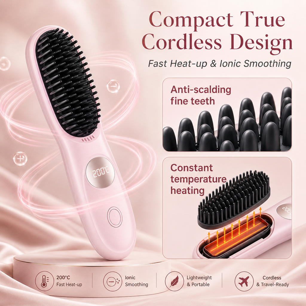 Brosse lissante sans fil avec affichage LED