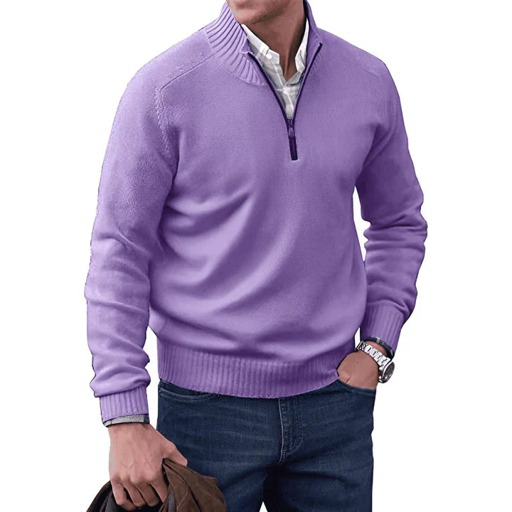 Men's Classic Long Sleeves Quarter Zipper Up Sweater