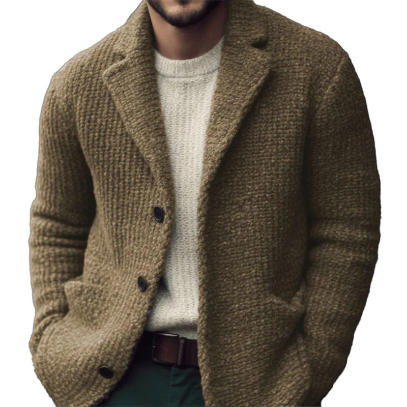Men's Classic Warm Knitted Cardigan with Button Closure