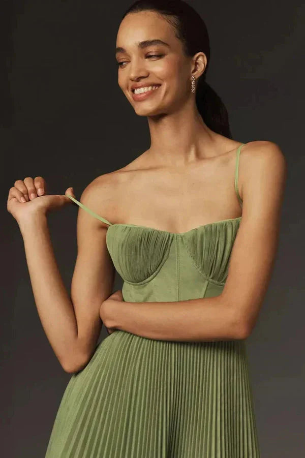 Women's Classic Formal Party Pleated Fit & Flare Midi Dress