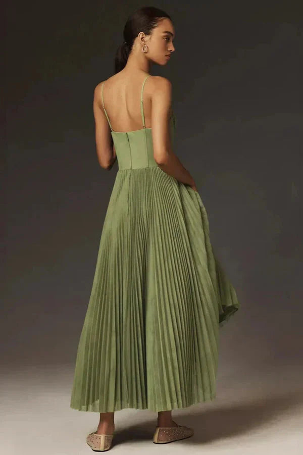 Women's Classic Formal Party Pleated Fit & Flare Midi Dress