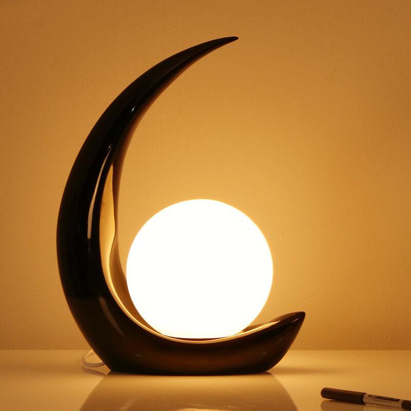 Modern Table Lamp Crescent Resin Bedside Nightstand Decor - Image 2