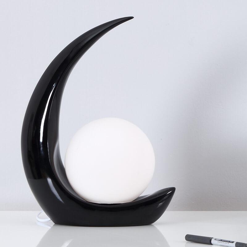 Modern Table Lamp Crescent Resin Bedside Nightstand Decor - Image 4