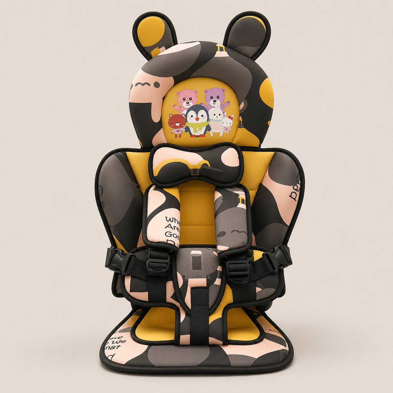 Children Car Seat Head Support Pillow with Bear Design - Image 6