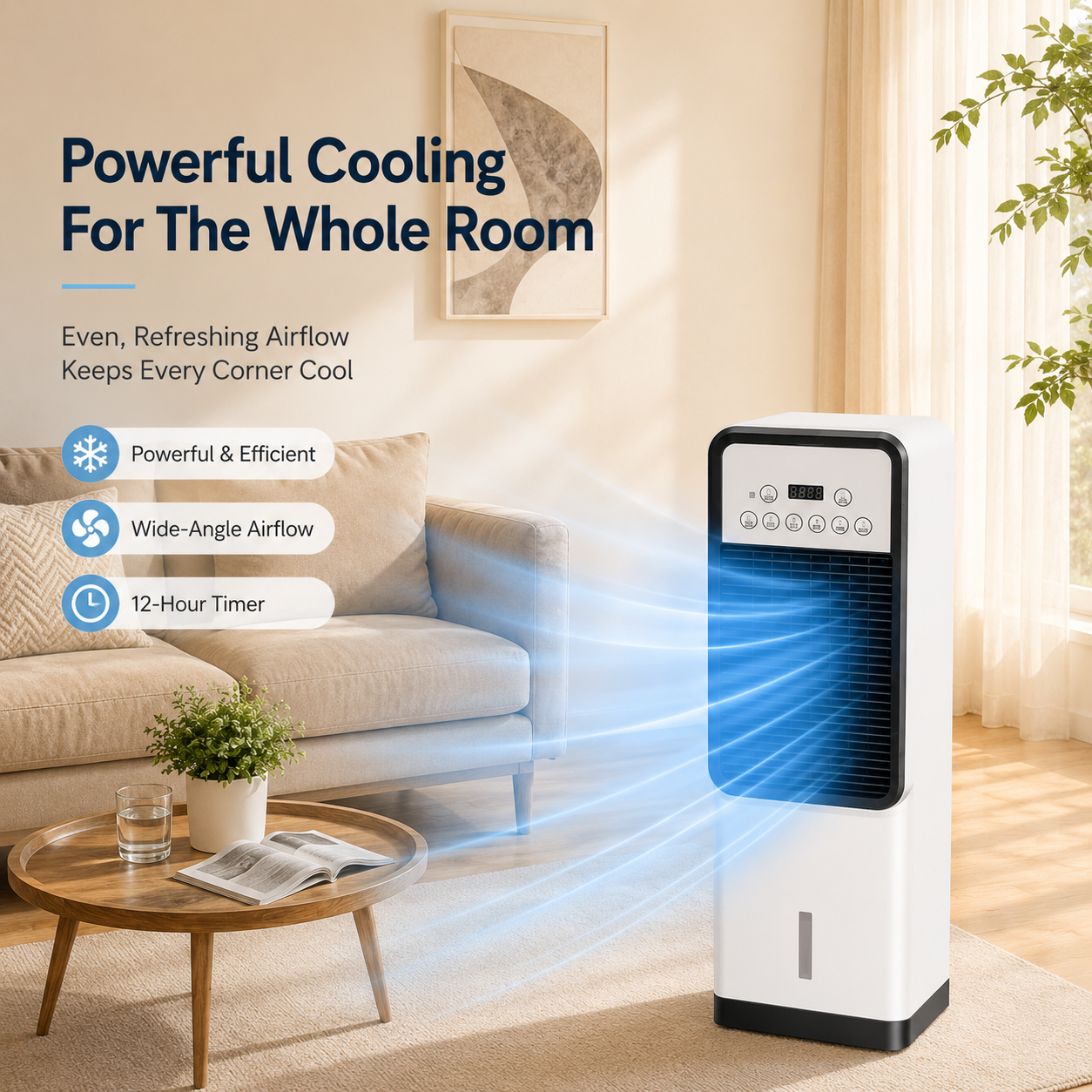 Portable Air Cooler with Fan & Heater – Remote Control Cooling Unit