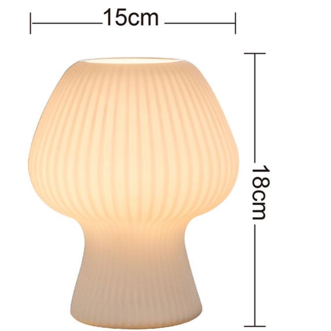 Vintage Bedside Lamp Ribbed Glass Mushroom Table Lamp Dimmable - Image 7