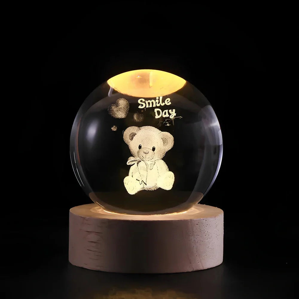 Ambient 3D Crystal Ball LED Night Light USB Lamp for Home Decor